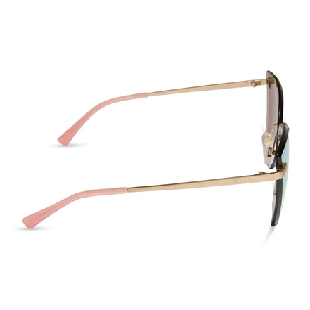 Becky V Sunglasses — Brushed Gold + Cherry Blossom Mirror