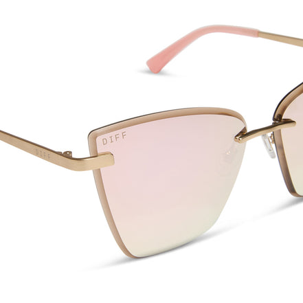 Becky V Sunglasses — Brushed Gold + Cherry Blossom Mirror