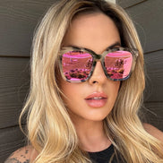 Bella Sunglasses — Cream Tortoise + Pink Mirror