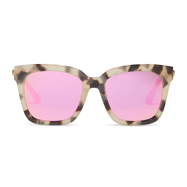 Bella Sunglasses — Cream Tortoise + Pink Mirror