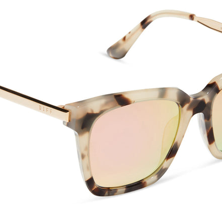 Bella Sunglasses — Cream Tortoise + Pink Mirror