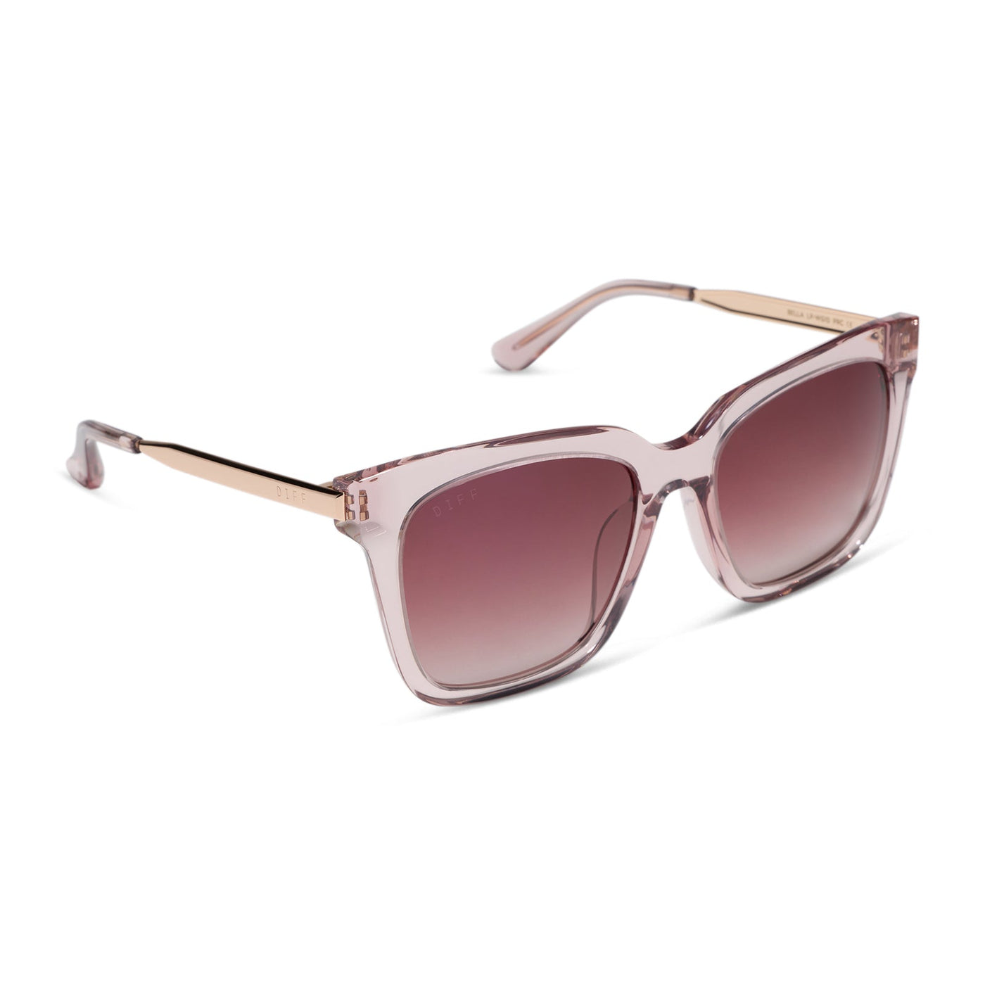 Bella - Light Pink Crystal + Wine Gradient Sunglasses