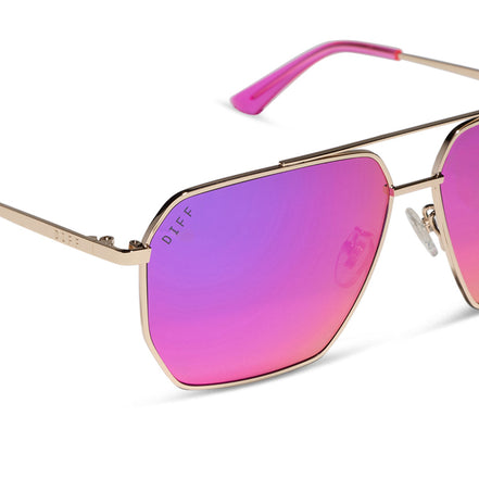 Berkely Sunglasses — Gold + Pink Rush Mirror