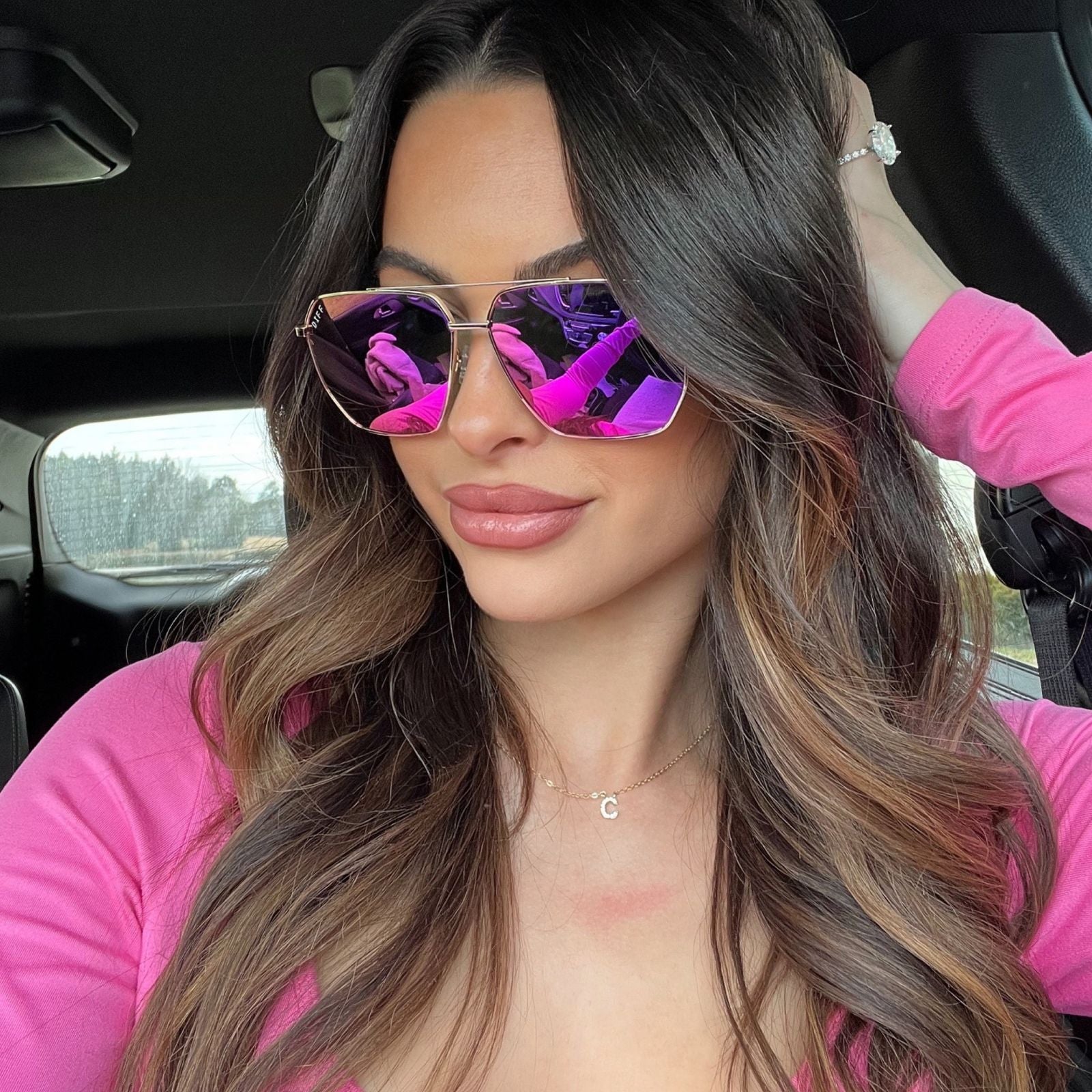 Berkely Sunglasses — Gold + Pink Rush Mirror