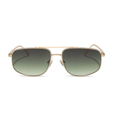 Charley Sunglasses — Brushed Gold + Aloe Green Gradient