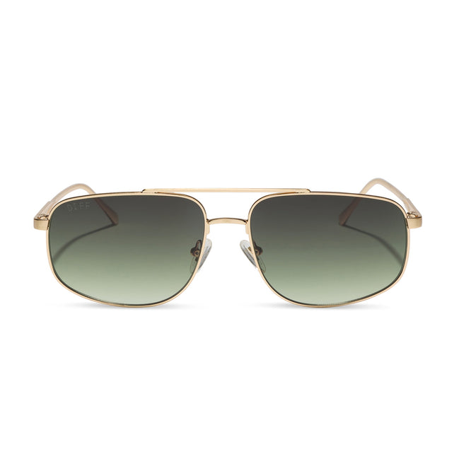 Charley Sunglasses — Brushed Gold + Aloe Green Gradient