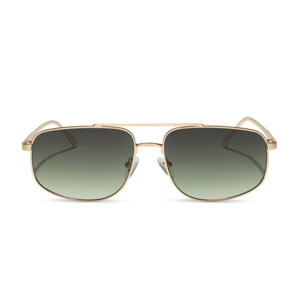 Charley Sunglasses — Brushed Gold + Aloe Green Gradient