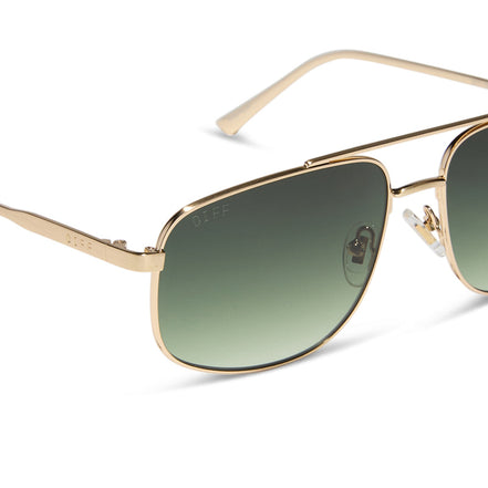 Charley Sunglasses — Brushed Gold + Aloe Green Gradient