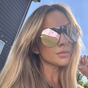 Imani Sunglasses — Gold + Cherry Blossom Mirror