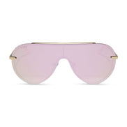 Imani Sunglasses — Gold + Cherry Blossom Mirror