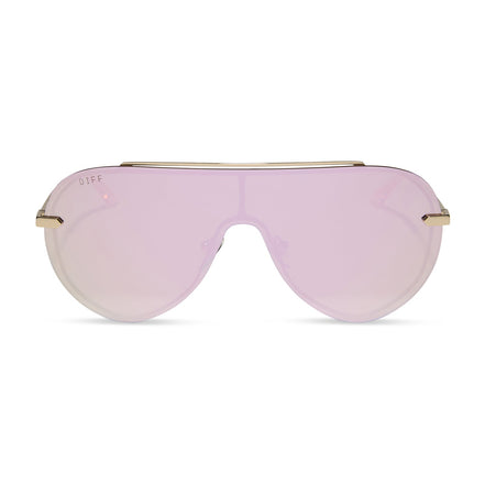 Imani Sunglasses — Gold + Cherry Blossom Mirror