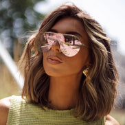 Imani Sunglasses — Gold + Cherry Blossom Mirror