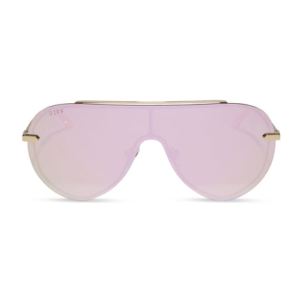 Imani Sunglasses — Gold + Cherry Blossom Mirror