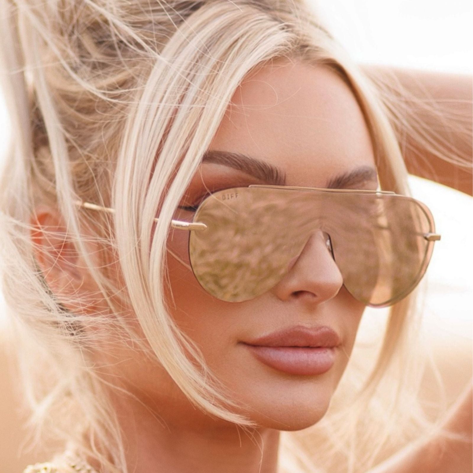 Imani Sunglasses — Gold + Cherry Blossom Mirror