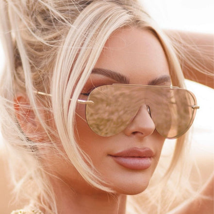 Imani Sunglasses — Gold + Cherry Blossom Mirror