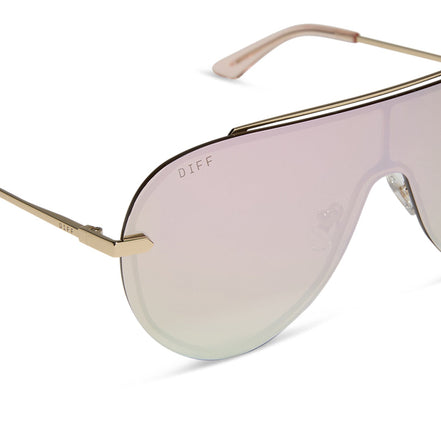 Imani Sunglasses — Gold + Cherry Blossom Mirror