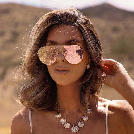 Imani Sunglasses — Gold + Cherry Blossom Mirror