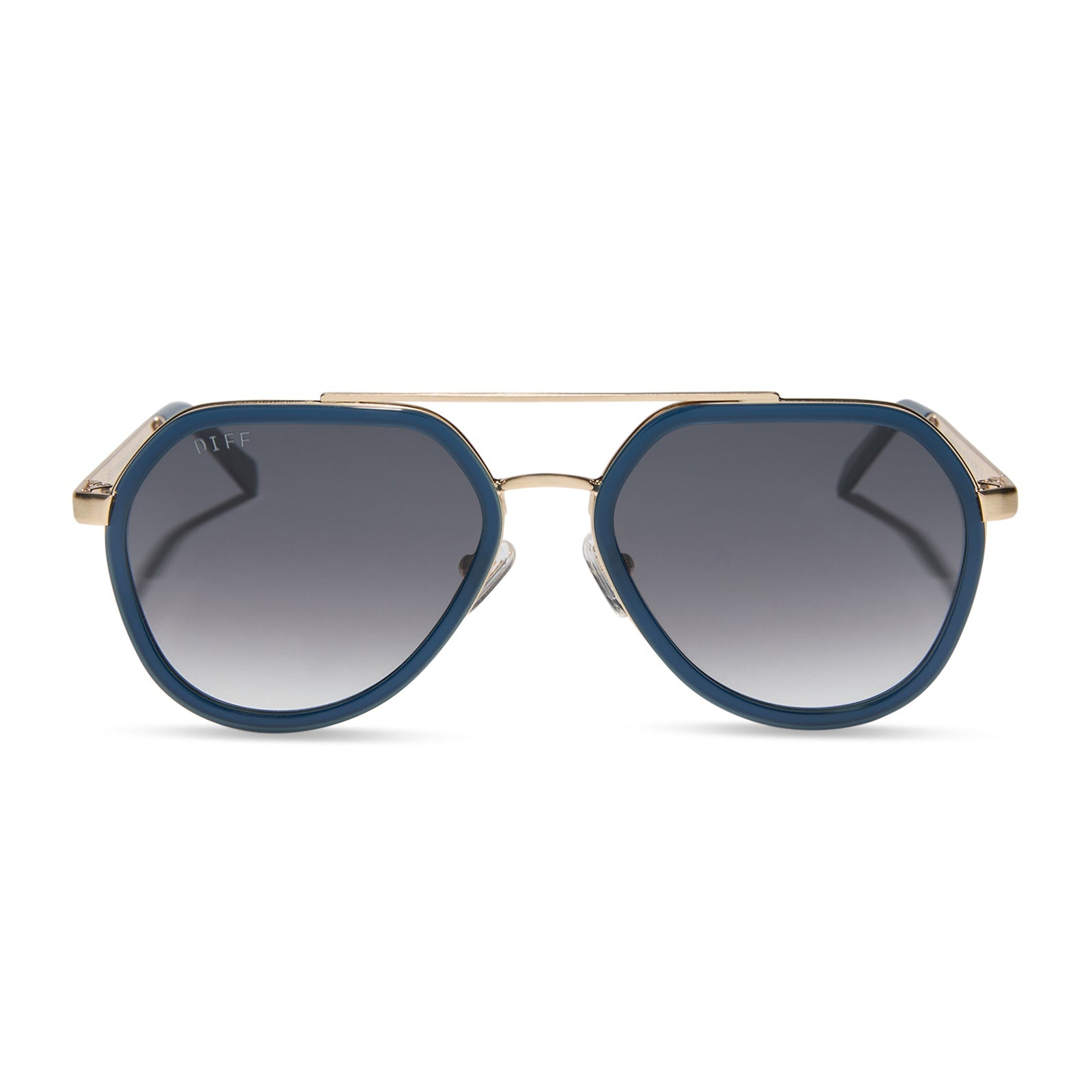 Joey Sunglasses — Clubhouse Blue + Brushed Gold + Grey Gradient