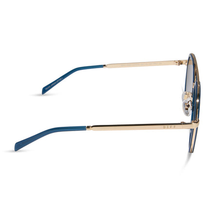 Joey Sunglasses — Clubhouse Blue + Brushed Gold + Grey Gradient