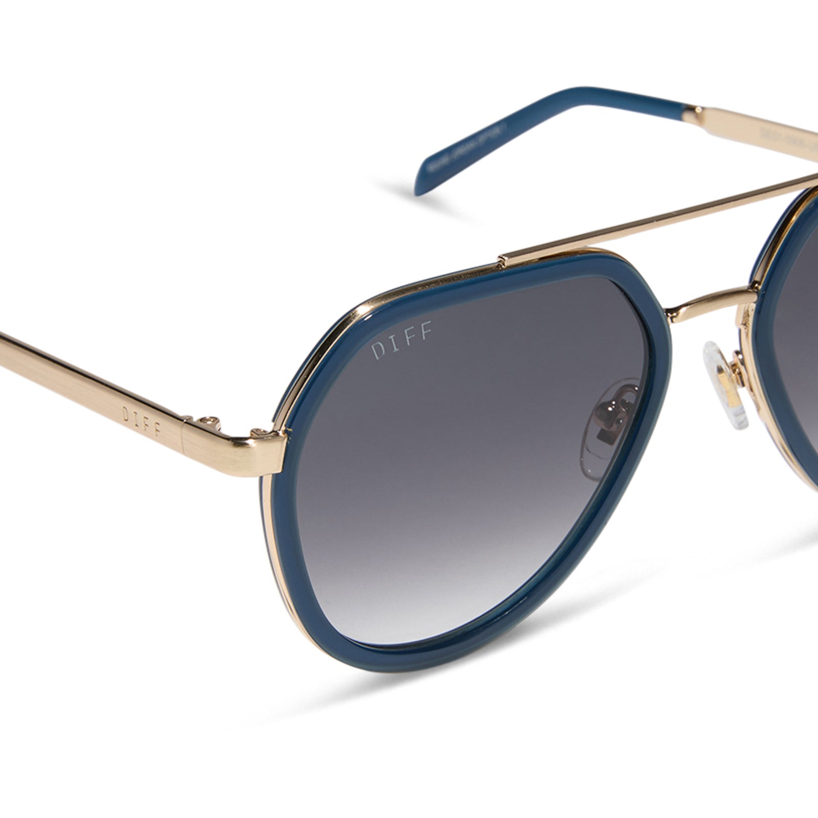 Joey Sunglasses — Clubhouse Blue + Brushed Gold + Grey Gradient