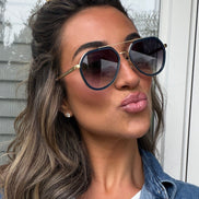 Joey Sunglasses — Clubhouse Blue + Brushed Gold + Grey Gradient