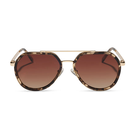 Joey Sunglasses — Espresso Tortoise + Gold + Brown Gradient Polarized