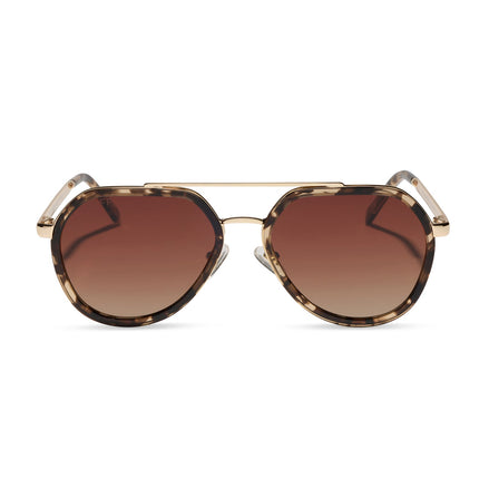 Joey Sunglasses — Espresso Tortoise + Gold + Brown Gradient Polarized