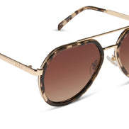 Joey Sunglasses — Espresso Tortoise + Gold + Brown Gradient Polarized