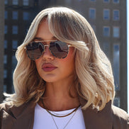 Joey Sunglasses — Espresso Tortoise + Gold + Brown Gradient Polarized