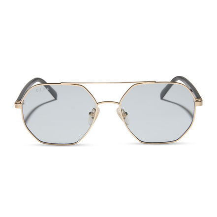 Joelle Sunglasses — Gold + Chocolate Crystal + Grey Tint