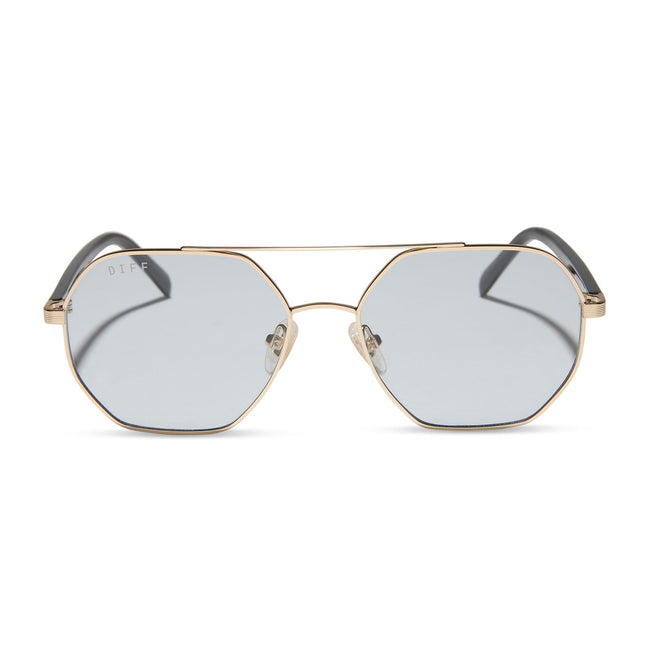 Joelle Sunglasses — Gold + Chocolate Crystal + Grey Tint