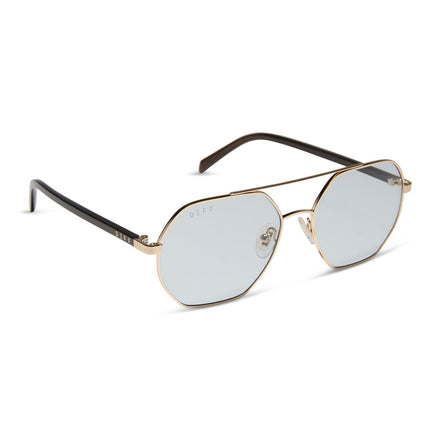 Joelle Sunglasses — Gold + Chocolate Crystal + Grey Tint