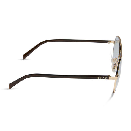 Joelle Sunglasses — Gold + Chocolate Crystal + Grey Tint