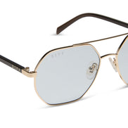 Joelle Sunglasses — Gold + Chocolate Crystal + Grey Tint