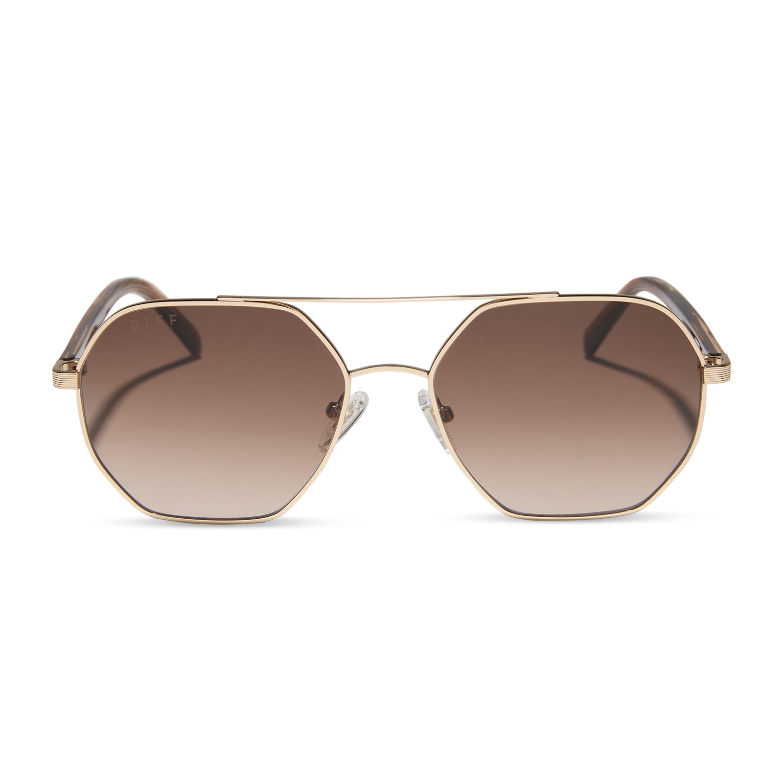 Joelle Sunglasses — Gold + Horn Tortoise + Brown Gradient