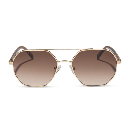 Joelle Sunglasses — Gold + Horn Tortoise + Brown Gradient