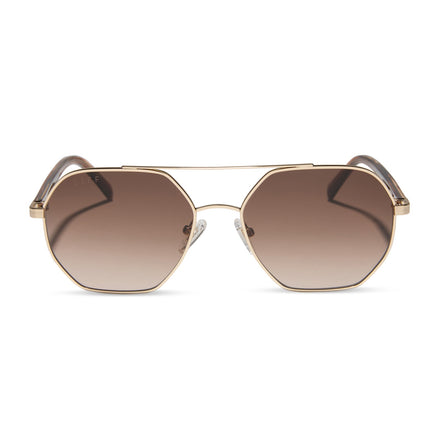 Joelle Sunglasses — Gold + Horn Tortoise + Brown Gradient
