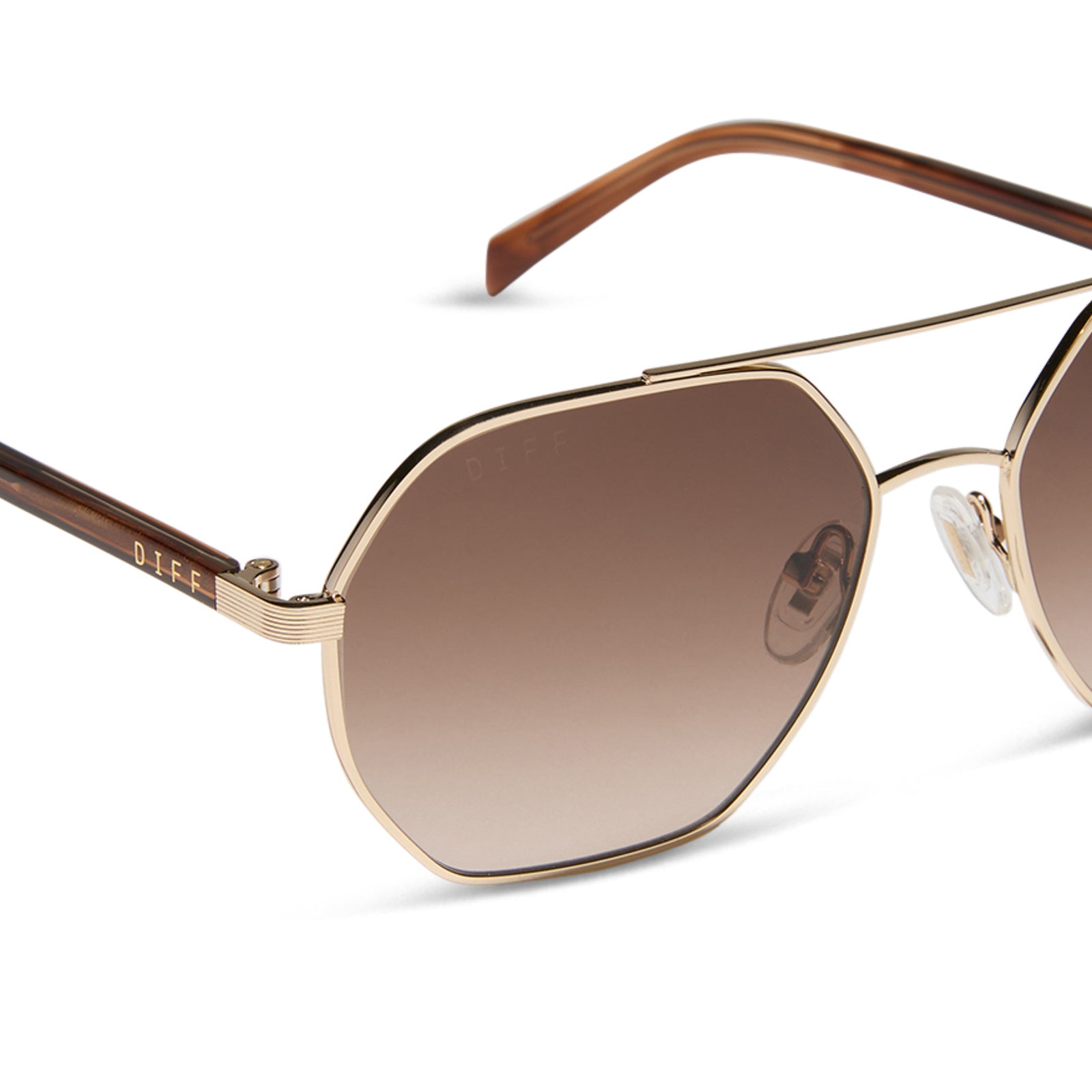 Joelle Sunglasses — Gold + Horn Tortoise + Brown Gradient