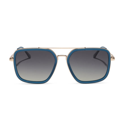 Jordan Sunglasses — Clubhouse Blue + Gold + Grey Gradient Polarized