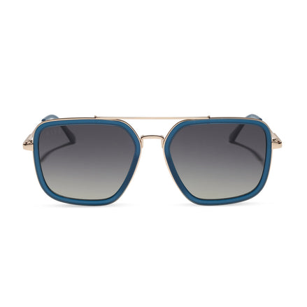 Jordan Sunglasses — Clubhouse Blue + Gold + Grey Gradient Polarized