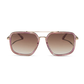 Jordan - Gold + Fleur Tortoise Temple Tips + Brown Gradient Sunglasses