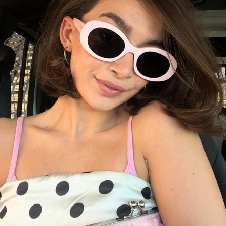 Lainey Sunglasses — Powder Pink + Grey Polarized