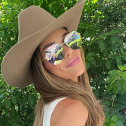 Lenox Sunglasses — Brushed Gold + Cherry Blossom Mirror