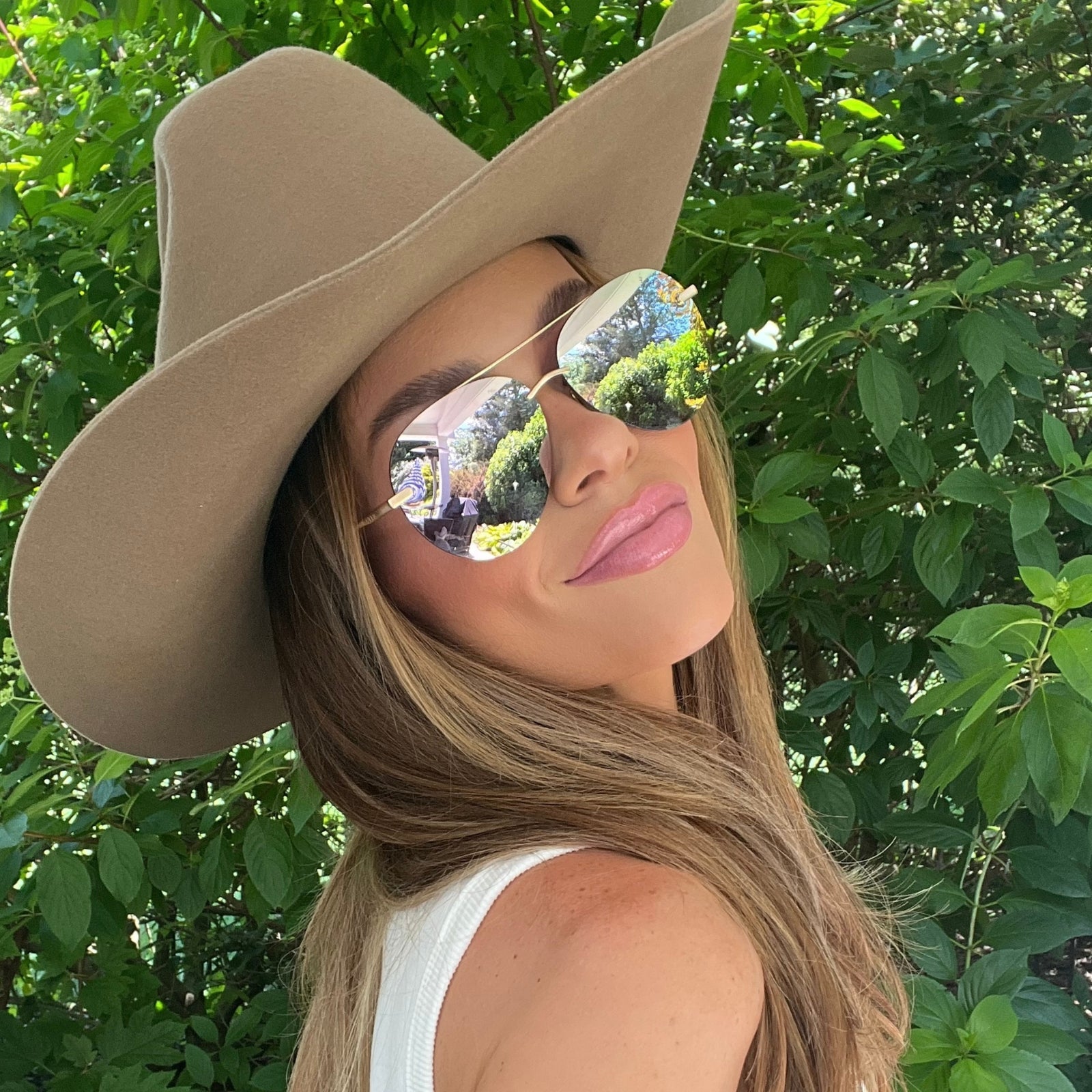 Lenox Sunglasses — Brushed Gold + Cherry Blossom Mirror