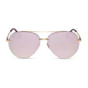 Lenox Sunglasses — Brushed Gold + Cherry Blossom Mirror