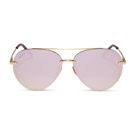 Lenox Sunglasses — Brushed Gold + Cherry Blossom Mirror