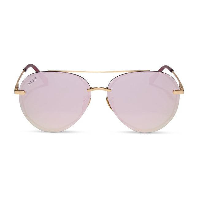 Lenox Sunglasses — Brushed Gold + Cherry Blossom Mirror
