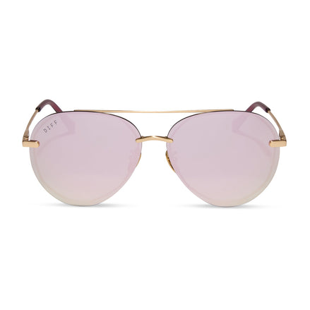 Lenox Sunglasses — Brushed Gold + Cherry Blossom Mirror