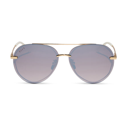 Lenox Sunglasses — Gold + Brown Gradient Mirror Polarized