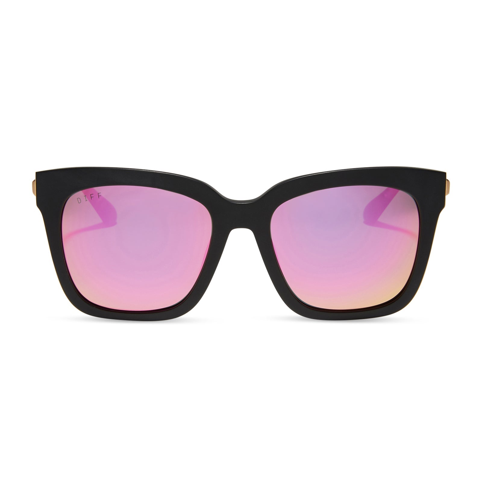 Bella Sunglasses — Matte Black + Pink Mirror Polarized